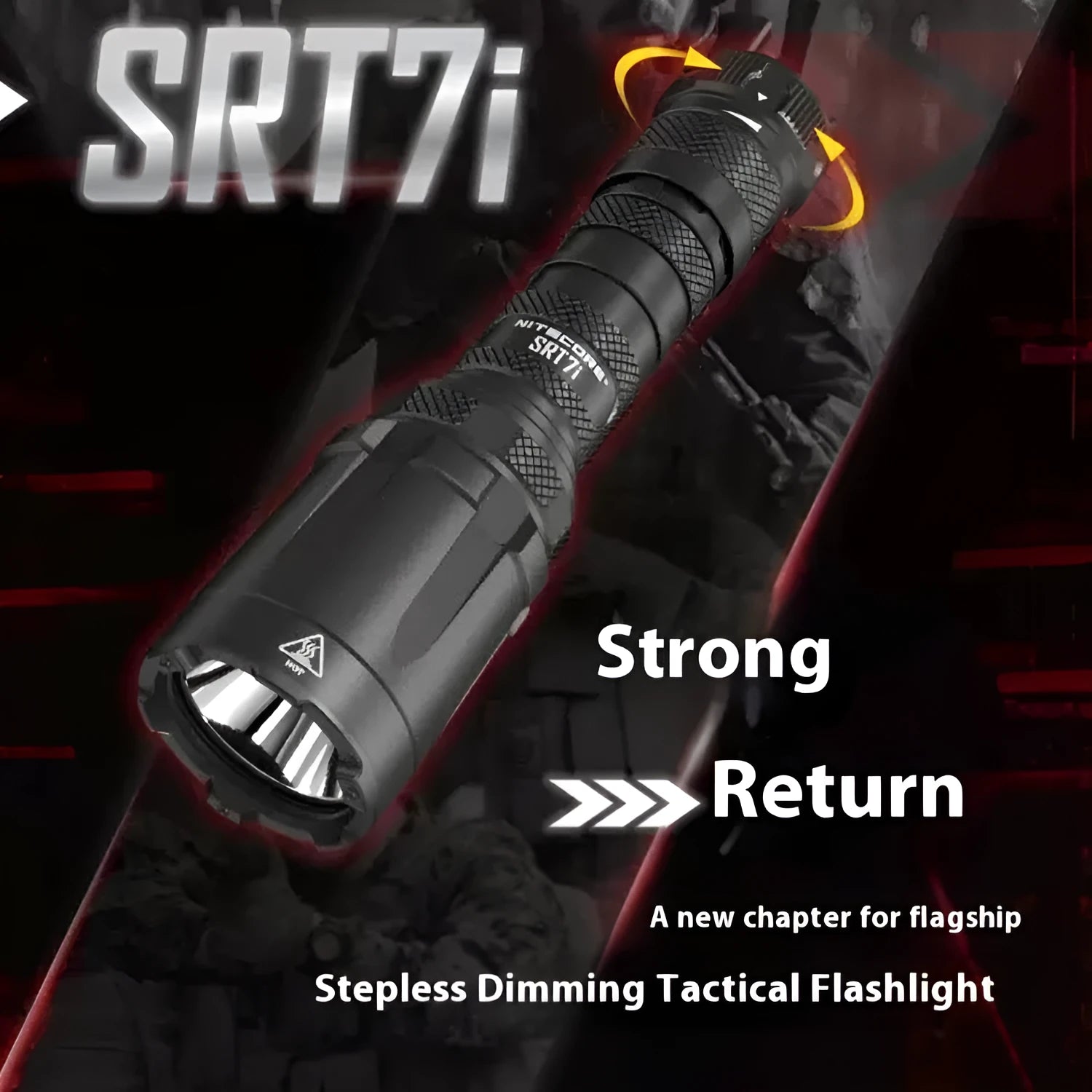 SRT7I standard model magnetic ring tactical flashlight with aluminium alloy body and 5000mAh battery