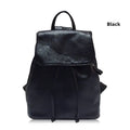 Genuine leather women's backpack in black with multiple internal compartments and waterproof finish