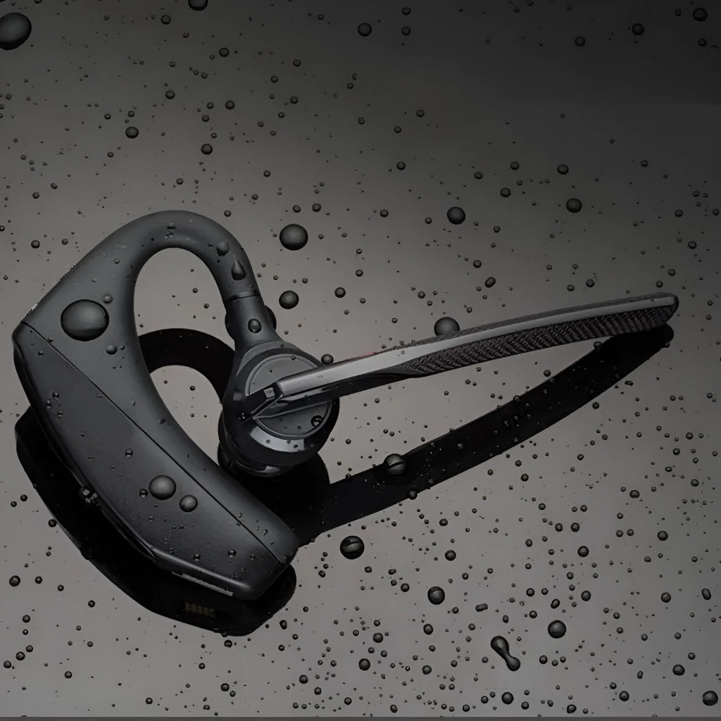 Black plastic wireless Bluetooth sports headphones with a visible battery display.
