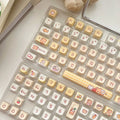 Rabbit Bear Restaurant themed EOA height PBT plastic keycap set, 140 pieces with character designs.
