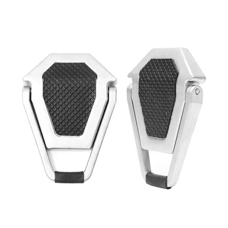 Foldable aluminium laptop bracket in silver with 3M adhesive strips