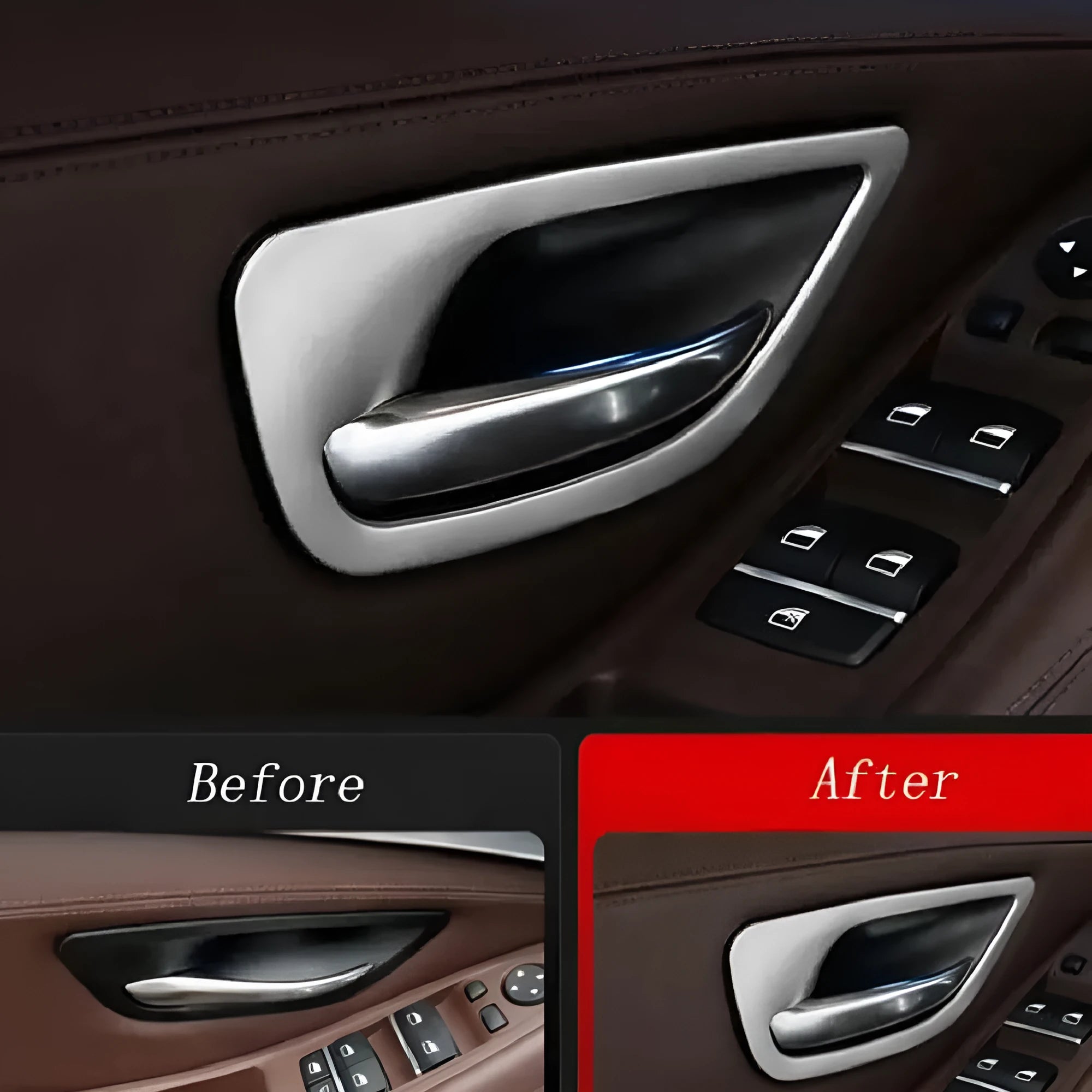 BMW 5 Series F10 interior door handle decorative trim strip in gloss black finish