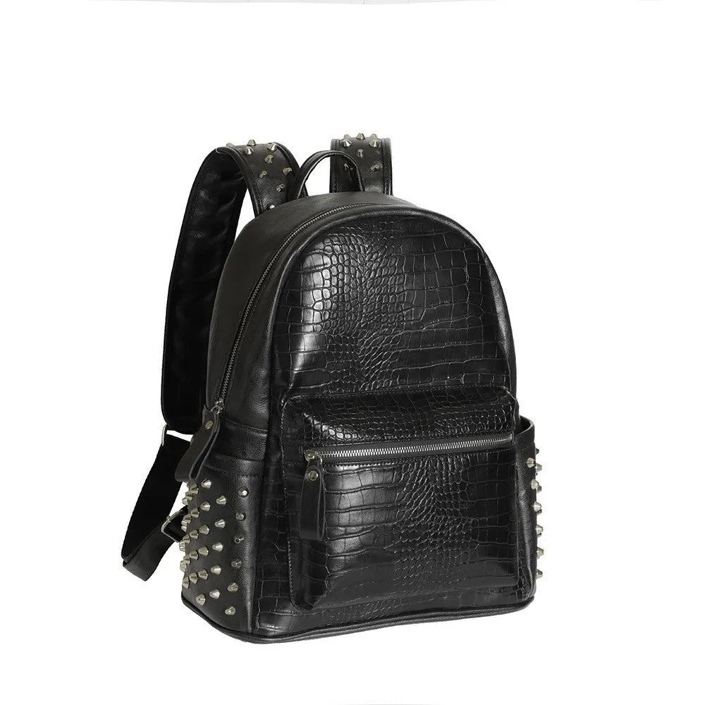 Black waterproof computer schoolbag with PU leather construction and 36-55 litre capacity