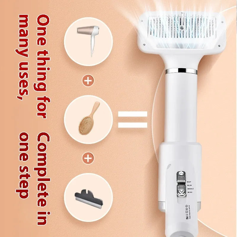 Pet hair dryer and whirlpool comb set for dog grooming with beige or blue colour options