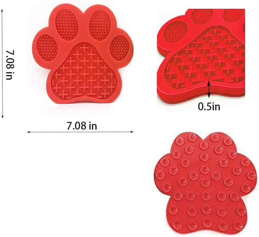 Blue bone-shaped silicone dog licking mat with suction cups on back