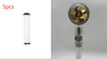 Chrome-finished round water-saving shower head with a built-in turbofan for high pressure spray