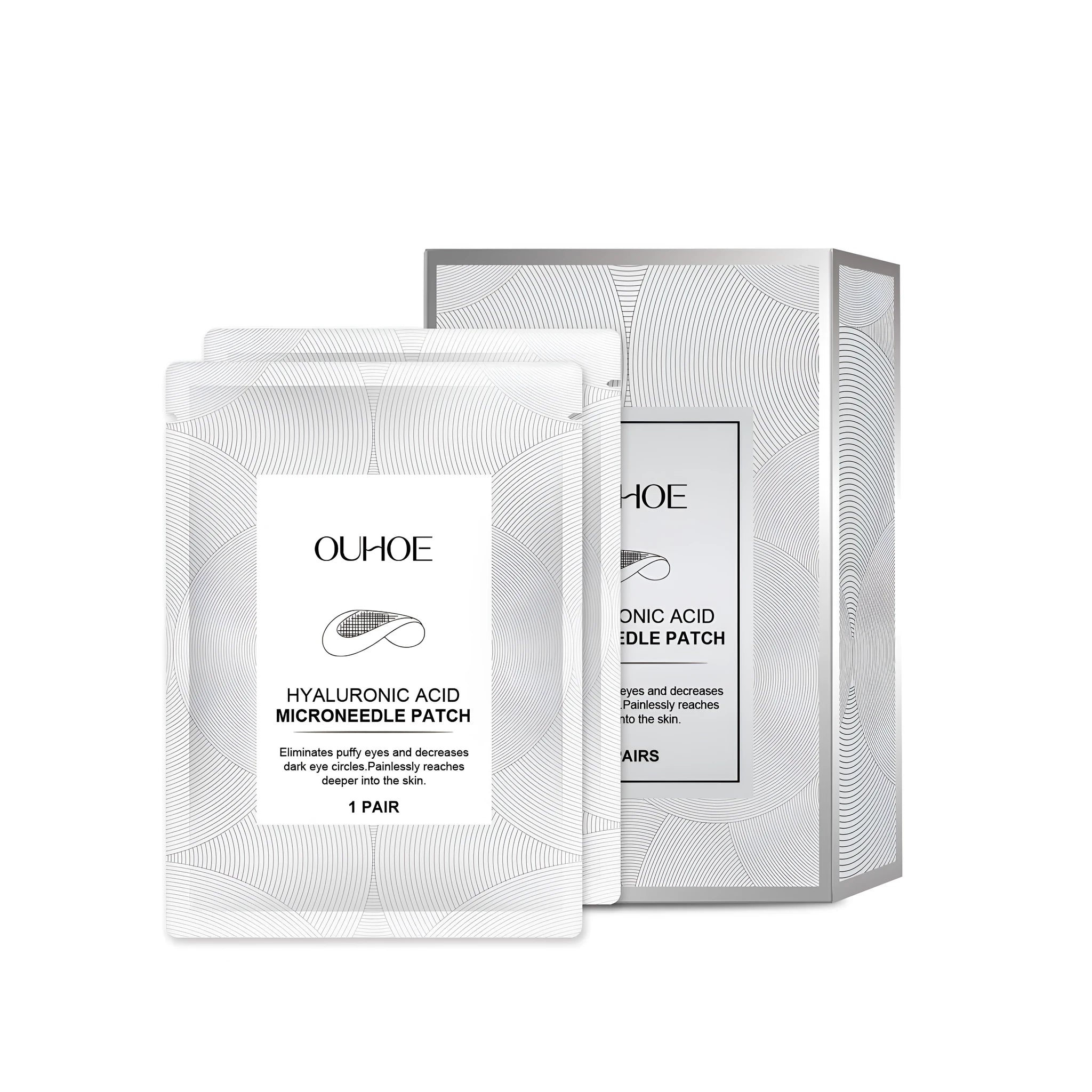 Two pairs of hyaluronic acid microneedle patches for anti-aging skincare.