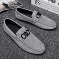 Men's black and grey suede casual shoes with rubber sole for summer wear