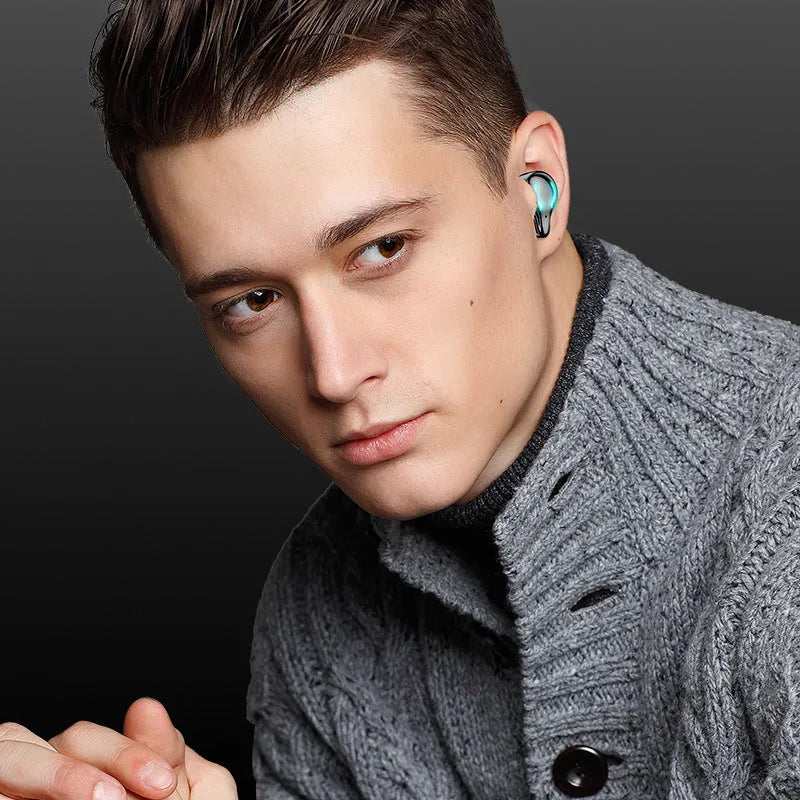 Black in-ear Bluetooth gaming headset for mobile e-sports.