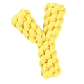 Blue Y-shaped cotton rope dog chew toy for large dogs on a white background.