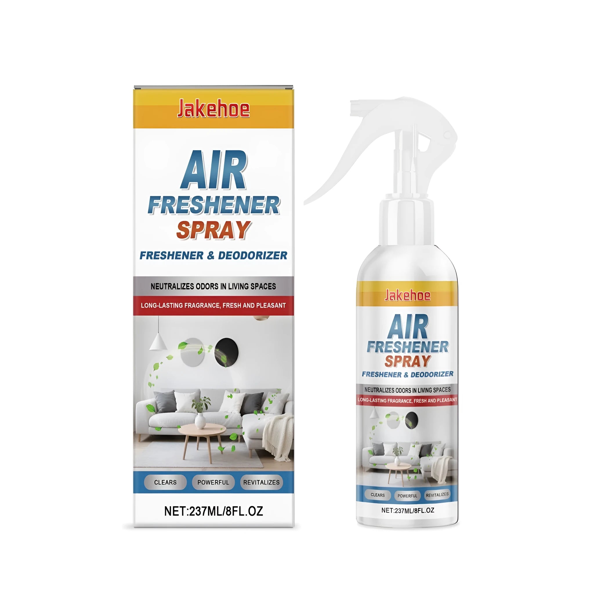 237ml bottle of air freshener spray with pump action sprayer for room use.
