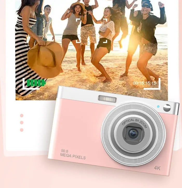 Student digital camera with retro design in three colours: Cherry Blossom Pink, Dark Night Black, Space White