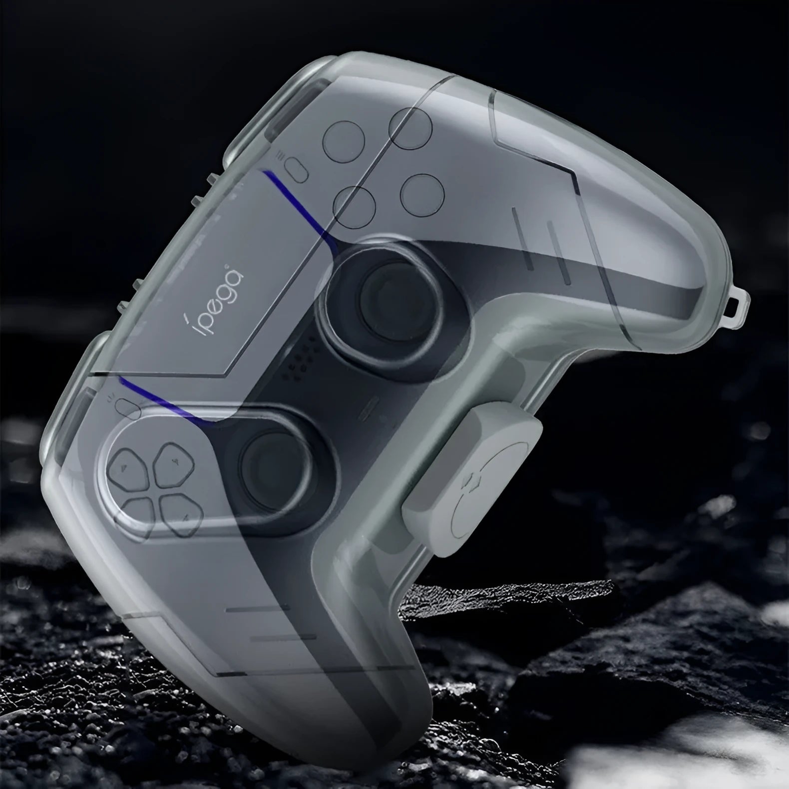 Transparent grey plastic hard storage case for game controllers