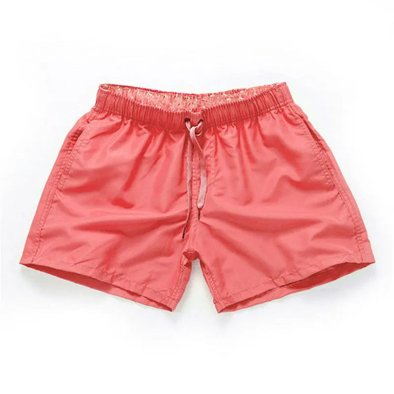 Men's straight leg polyester beach shorts in multiple colour options