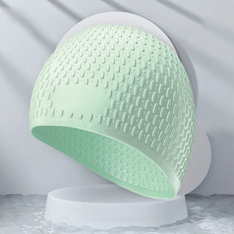 Solid colour silicone swimming cap for adults in multiple colour options