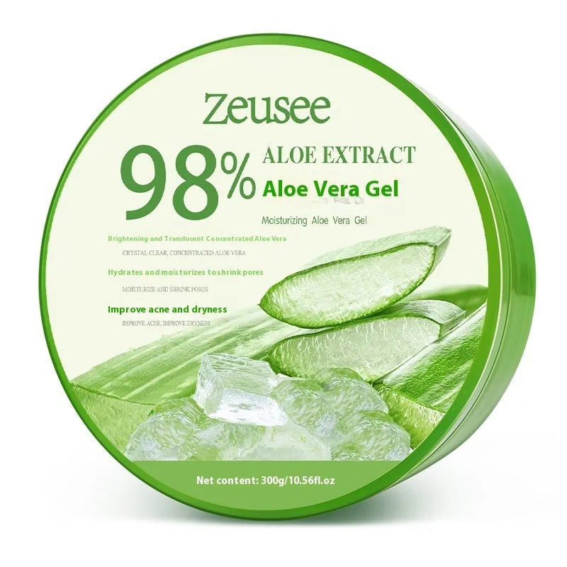 98% aloe vera gel 300g tube with applicator spoon for facial acne control and hydration