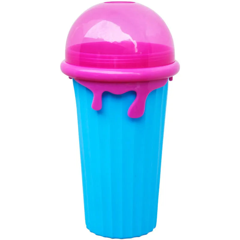 Blue 500ml silicone slushy maker cup for homemade smoothies and frozen drinks