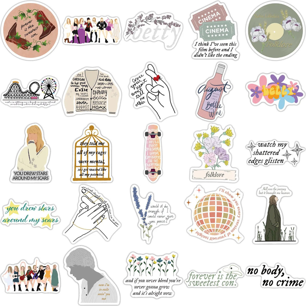 50 sheets of colourful graffiti and cartoon waterproof stickers for luggage and notebook decoration