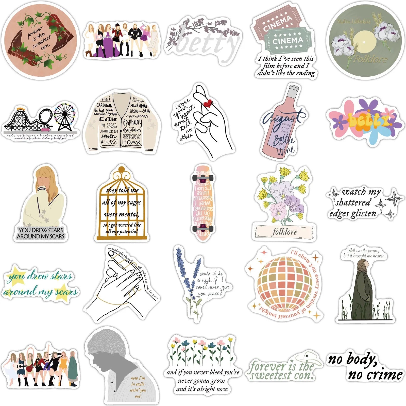 50 sheets of colourful graffiti and cartoon waterproof stickers for luggage and notebook decoration