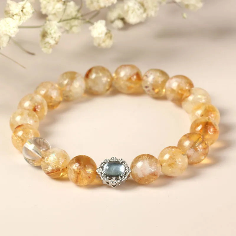 Citrine crystal bracelet with 10mm geometric beads in unisex design