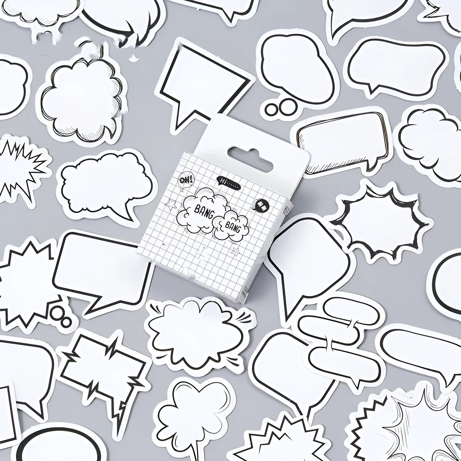 Box of Momo Original black and white bubble design stickers containing 45 pieces for DIY decoration