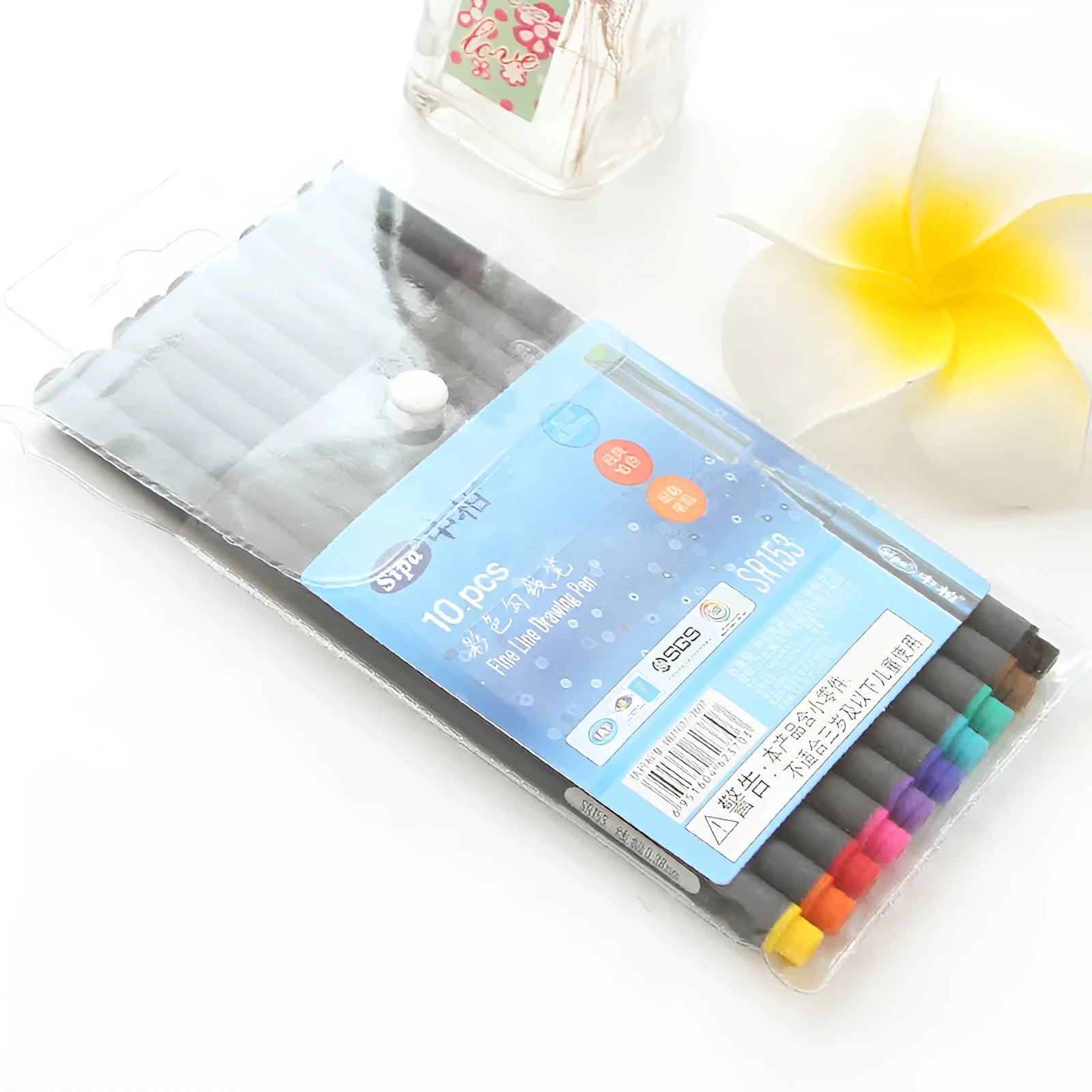 10-piece hook line technical drawing pen set with 0.38mm tips for architecture and design