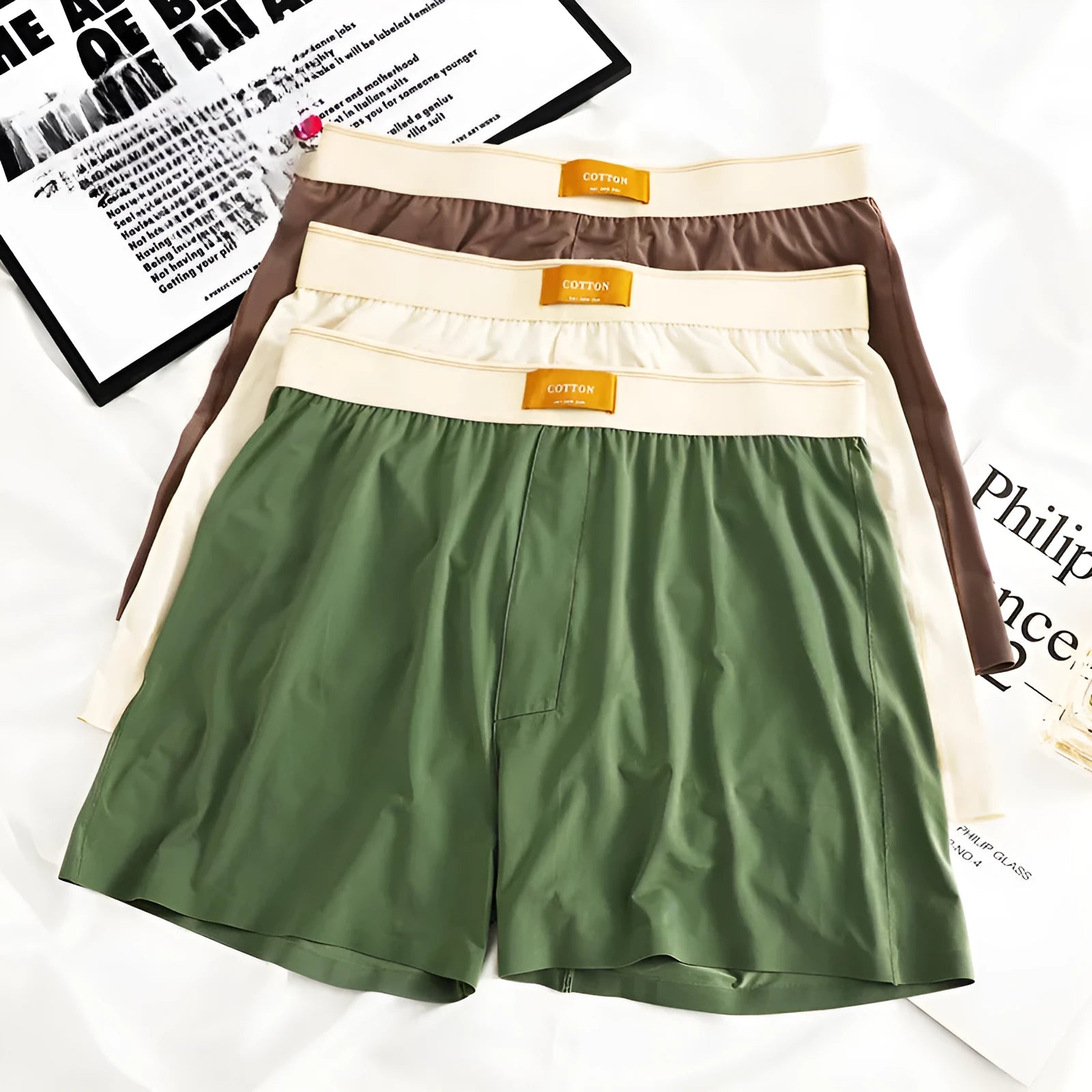 Men's ice silk underwear in multiple colours with loose fit and mid waist design
