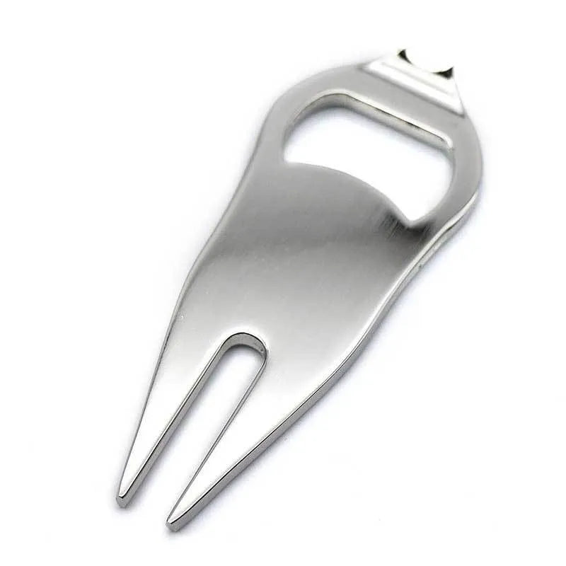 Zinc alloy golf ball yoke bottle opener tool with ball coin in black, green or silver colours
