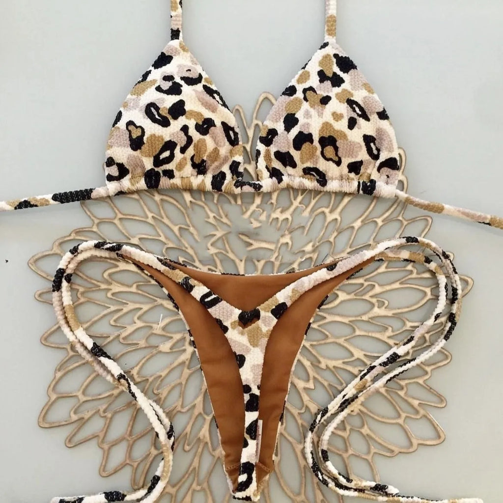 Women's printed bikini swimsuit with cotton lining in briefs style design