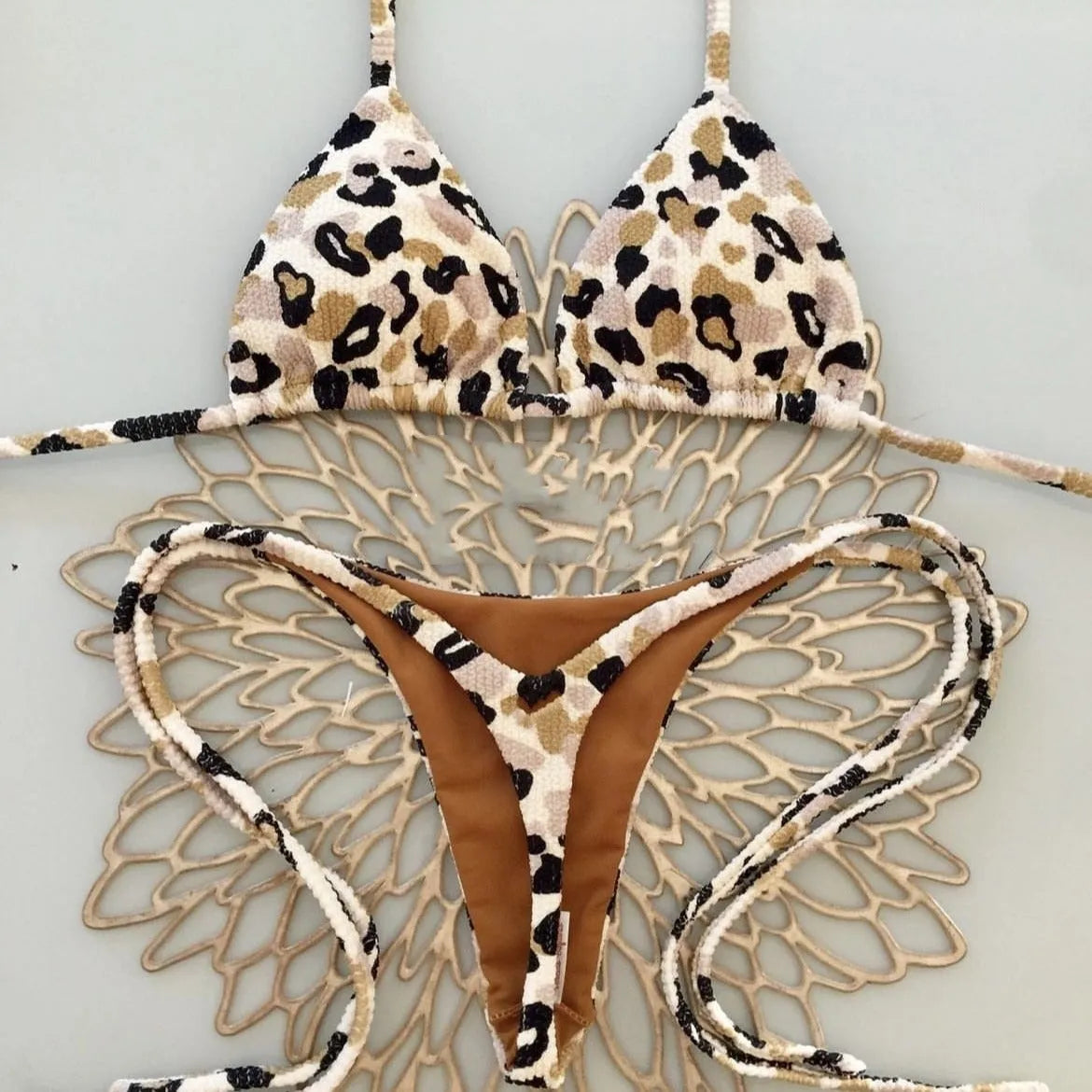 Women's printed bikini swimsuit with cotton lining in briefs style design