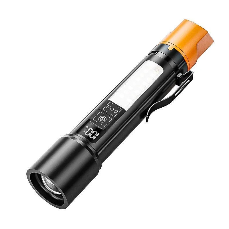 Long-range rechargeable white laser flashlight with red and blue side flash, aluminium alloy body