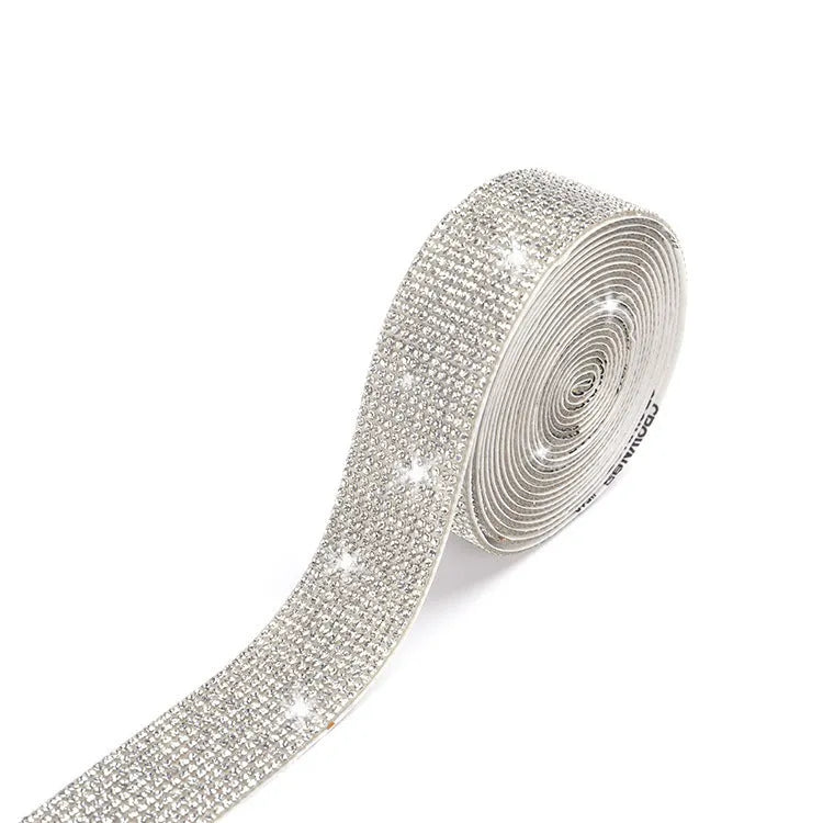 Self-adhesive water drill strip for clothing decoration in white and AB colour