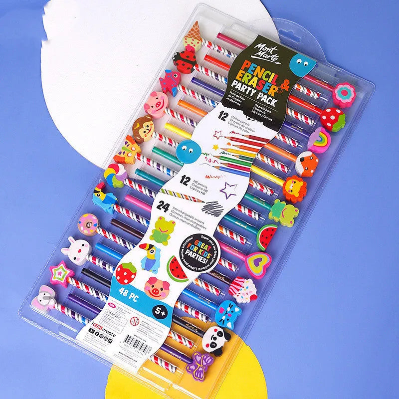 24 colour wooden pencil set with HB cores in cartoon paper packaging for art training