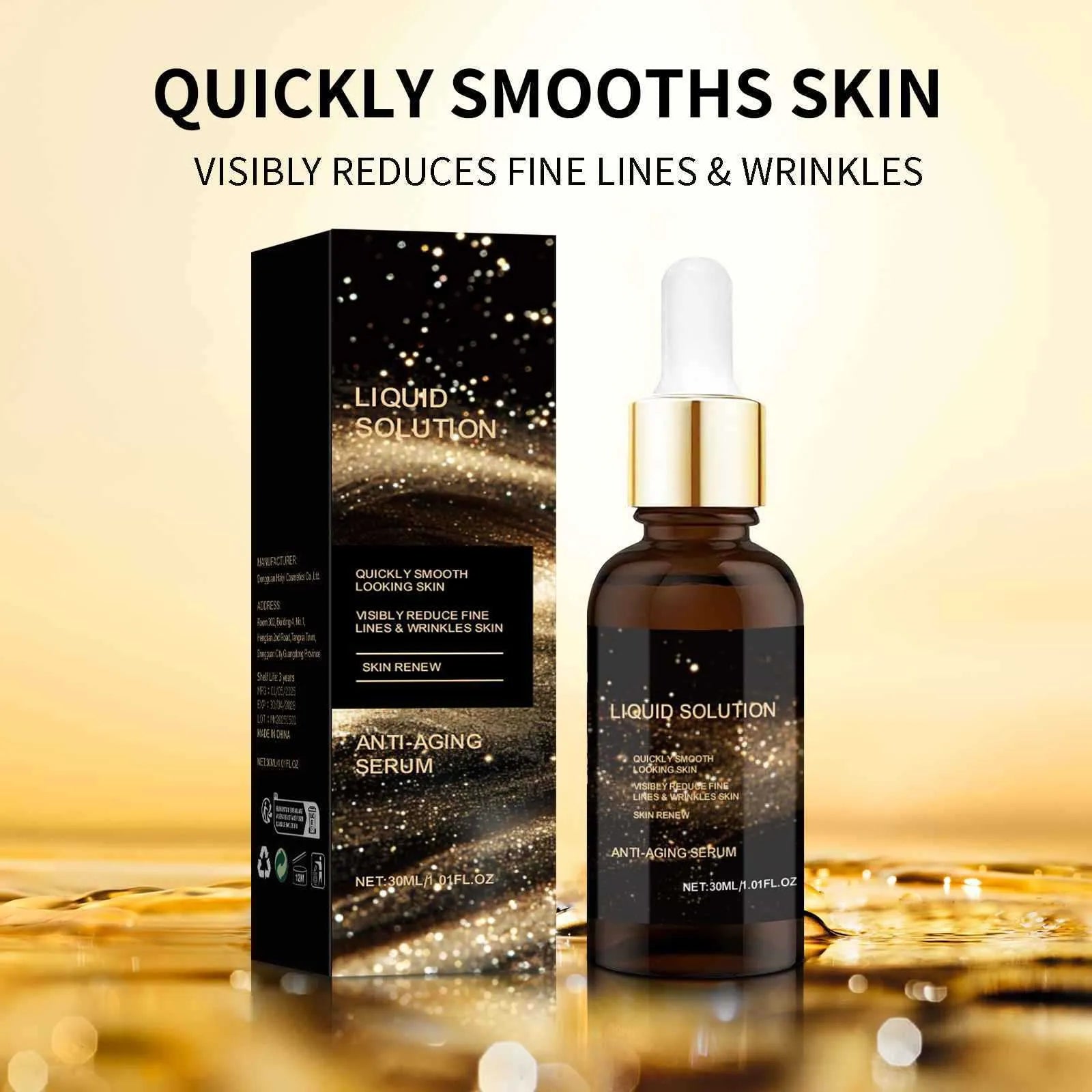 30ml bottle of hyaluronic acid facial moisturising serum for delicate skin.