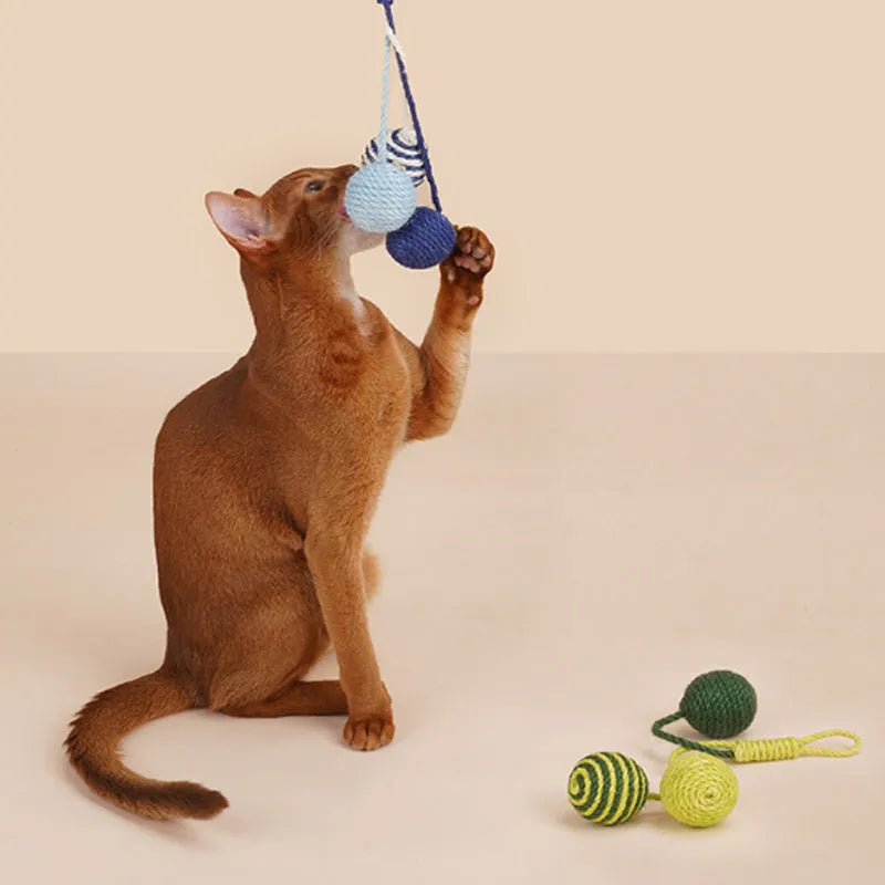 Bite-resistant cat toy set with teaser stick and catnip balls measuring 255mm
