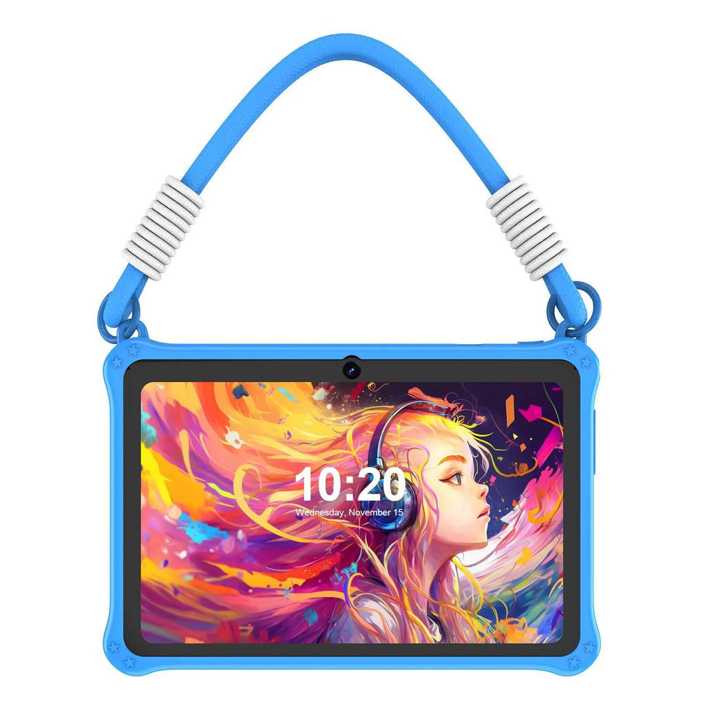 7-inch children's tablet silicone protective case with carrying strap in sapphire blue colour