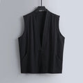 Men's sleeveless linen vest in loose fit available in multiple solid colours