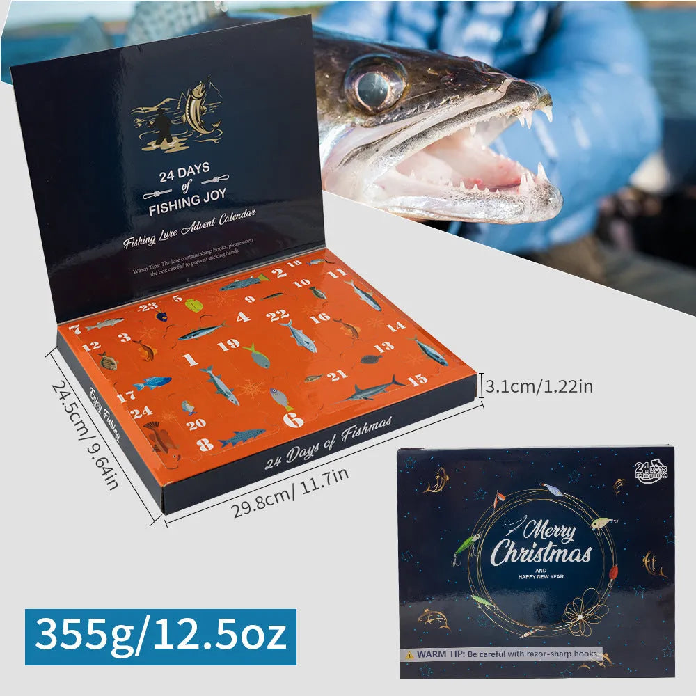 Christmas Mino Bog themed 24-piece metal fishing tackle blind box set, colour 01 style.