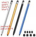 Universal metal touchscreen stylus pen shown in multiple colours including black, silver, blue and pink.