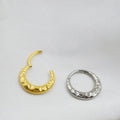 Titanium alloy concave-convex carved nose ring in silver or gold colour, 1.2mm thickness