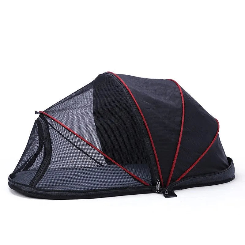 Foldable half-mesh pet tent for cats in travel and camping situations
