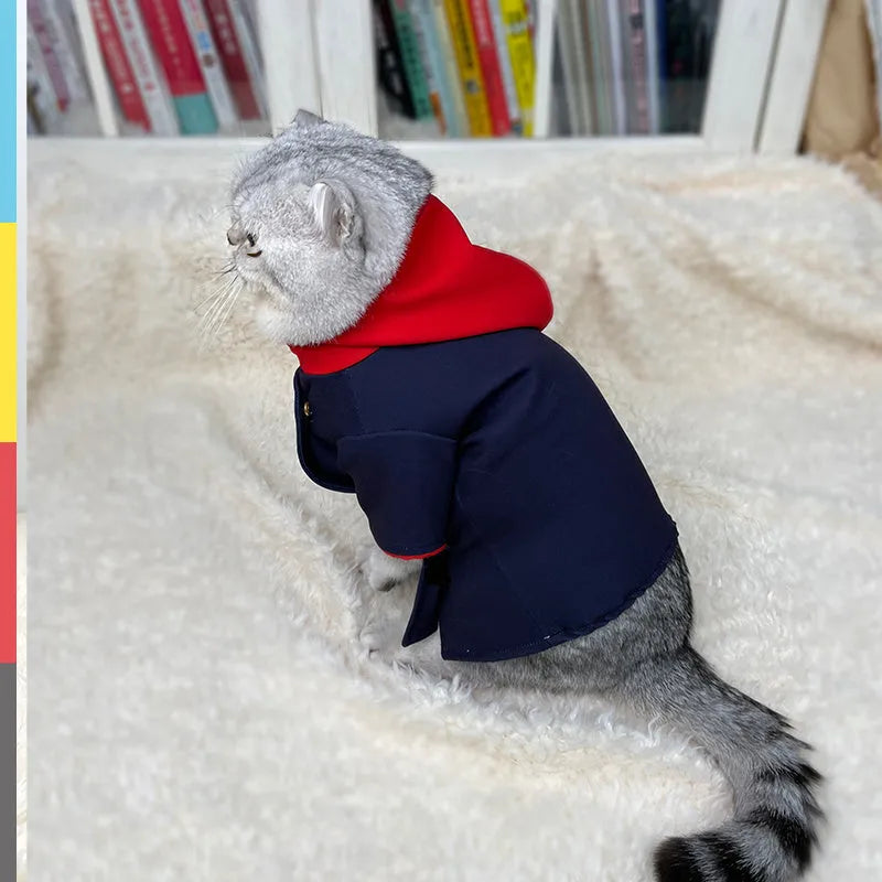 A pet hoodie costume in Polygonum cuspidatum Youren colour for cats and dogs, shown with its removable hood.