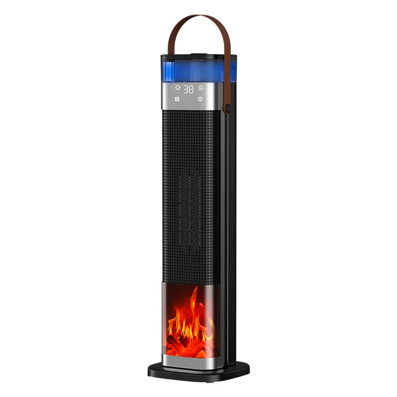 Slim vertical heater with voice control and remote for rooms up to 30 square metres.