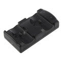 Black PS3 dual wireless charging base station for two original PlayStation 3 controllers with USB cable