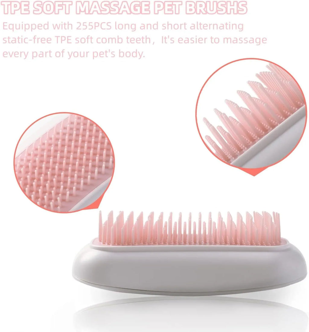 Pink electric pet massage brush with TPE teeth for cats and dogs