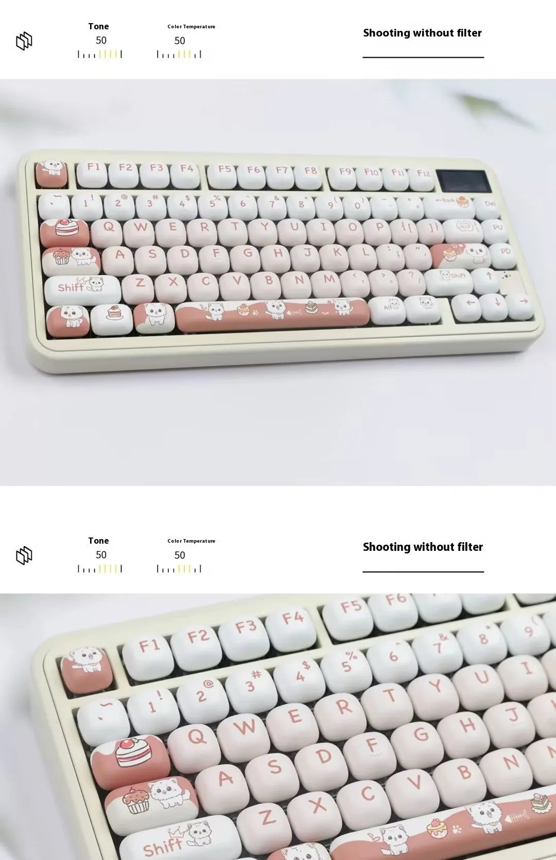 Dessert cat MOG round sublimation key cap set for mechanical keyboards with cartoon dessert cat designs