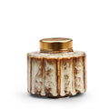 Ceramic tea pot storage tank with coloured glaze and lotus leaf motif in multiple colour options