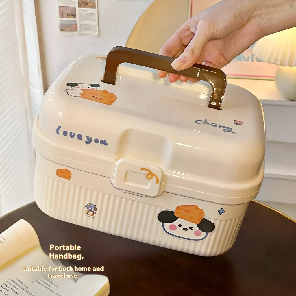 White plastic storage box with double-layer design and removable divider for flexible organisation
