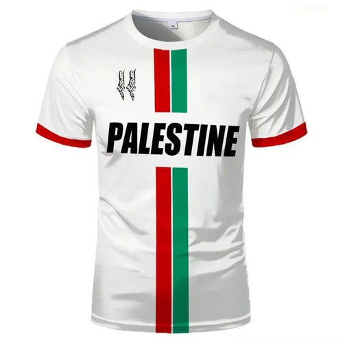 Black 3D printed football pattern t-shirt made from spandex fabric on a hanger.