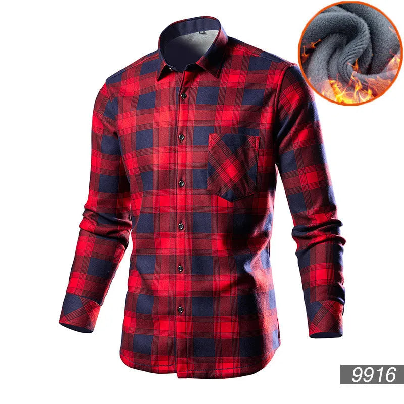 Men's fleece-lined cotton blend shirt cardigan in loose fit showing solid colour option